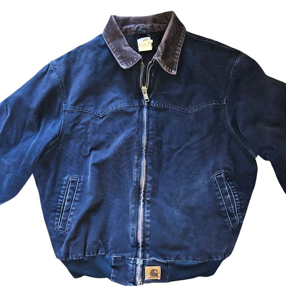 Carhartt Jacket Santa Fe J14MDT Midnight Blue Size XL Distressed Vintage Fade - Picture 2 of 16